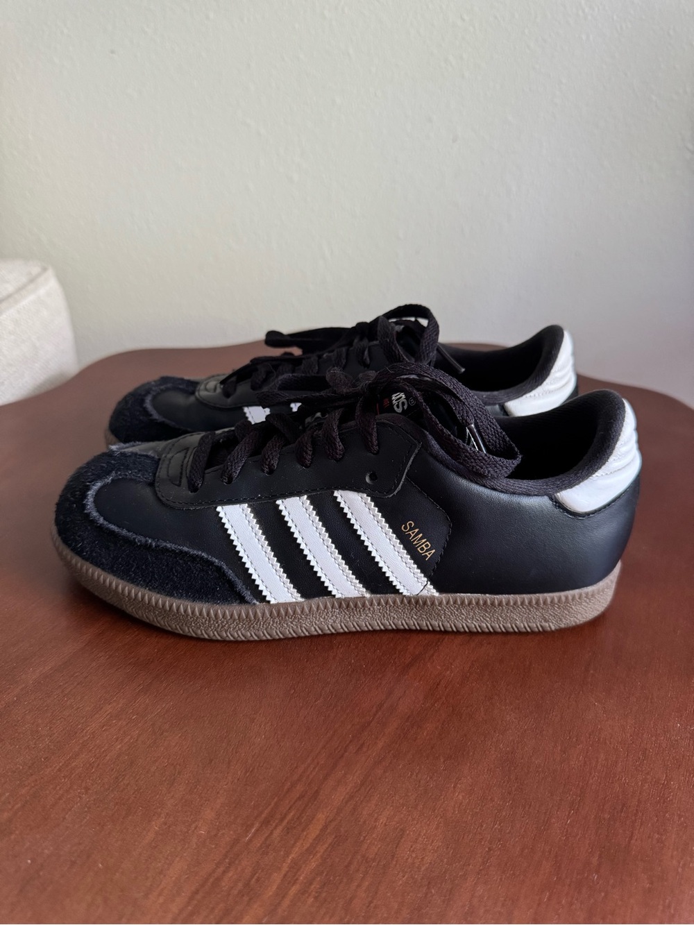 adidas Kids Samba Sneakers in Black and White with Gum Sole